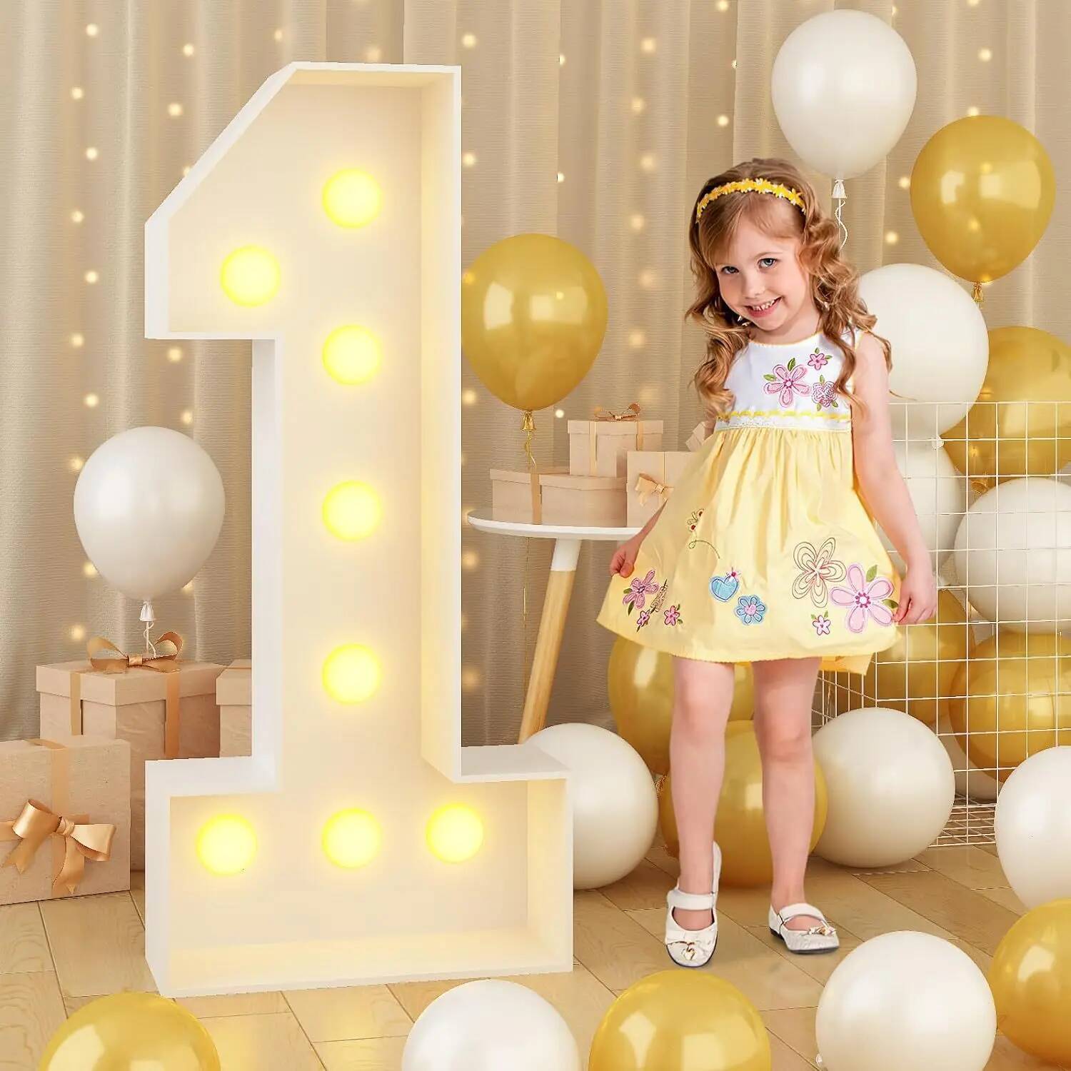 Confetti Balloon Set - Giant Number Led Light for Kids