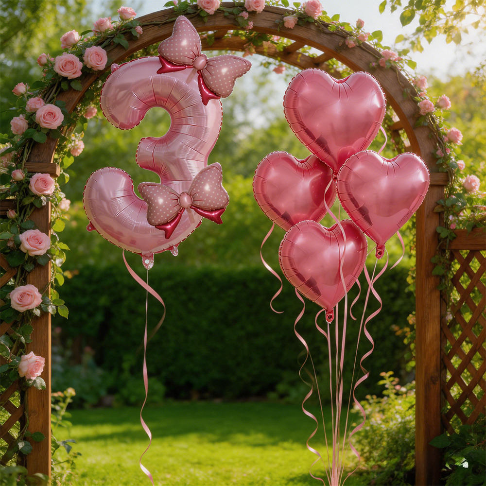 Pink Bow Party Decor Pink Bow  - đánh giá và giá Confetti Balloon Set