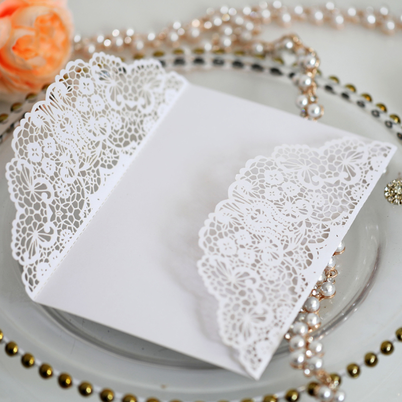 50pcs/lot White Laser Cut Wedd - đánh giá và giá Wedding Supply Business
