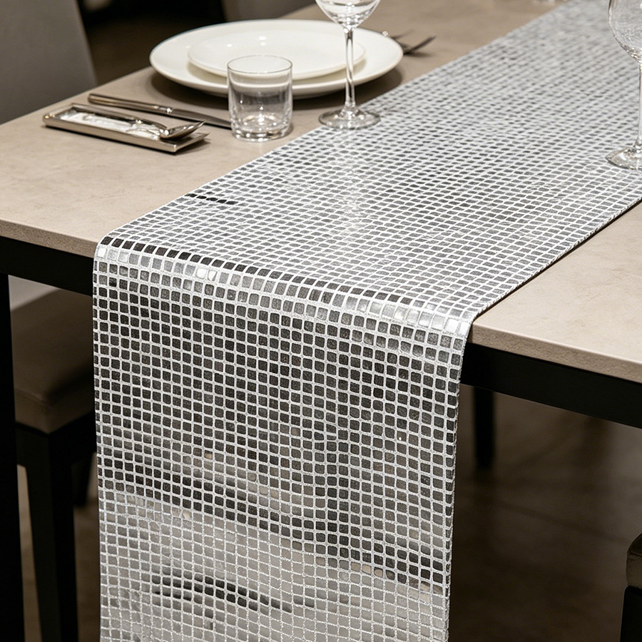 Mirror Silver Sequin Table Run - đánh giá và giá Table Runner Sequin